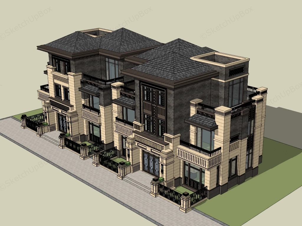 Luxury Multi Family Residential Building sketchup model preview - SketchupBox