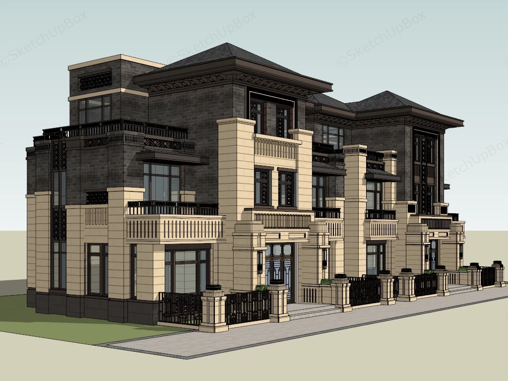 Luxury Multi Family Residential Building sketchup model preview - SketchupBox