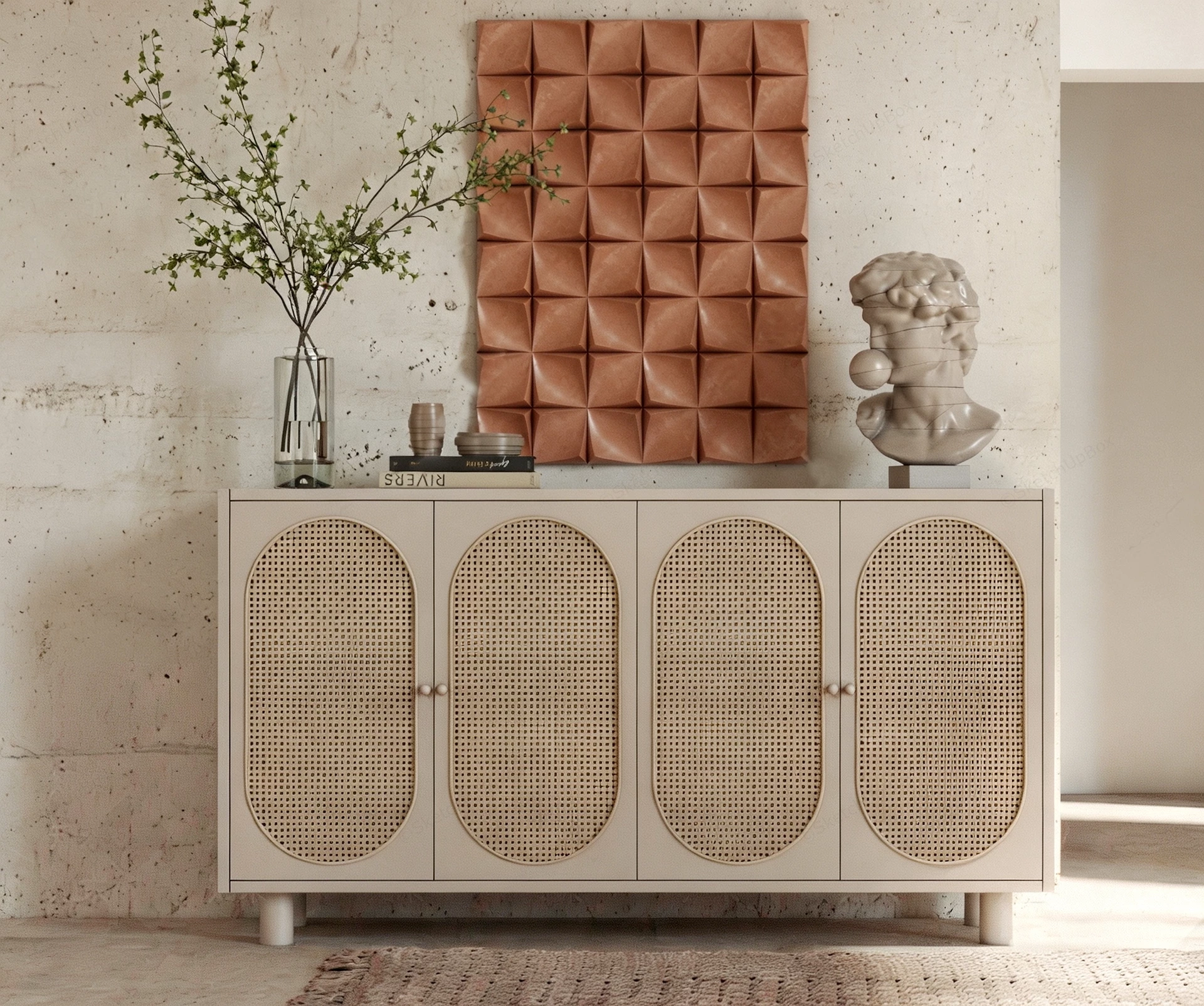 Modern Bohemian Cream Sideboard sketchup model preview - SketchupBox
