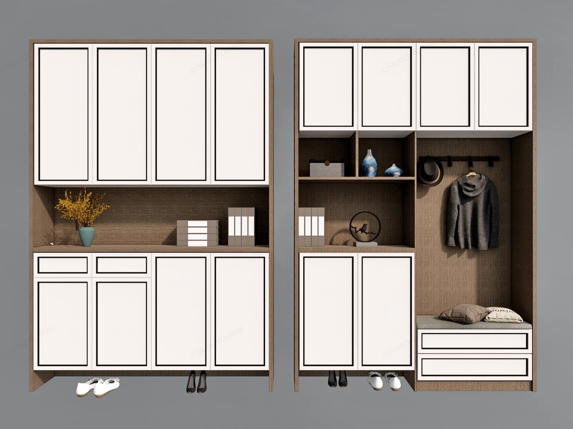 Modern Hallway Storage Units sketchup model preview - SketchupBox