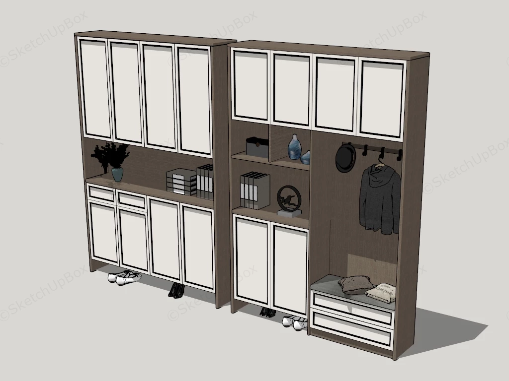Modern Hallway Storage Units sketchup model preview - SketchupBox