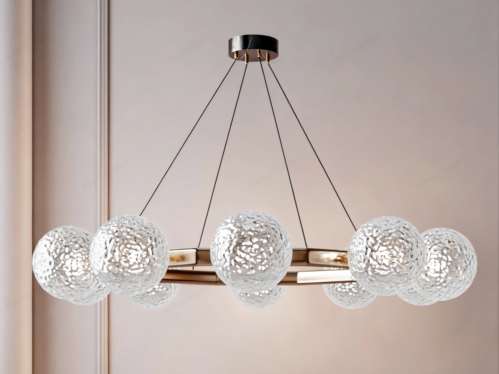 Modern Glass Globe Chandelier sketchup model preview - SketchupBox