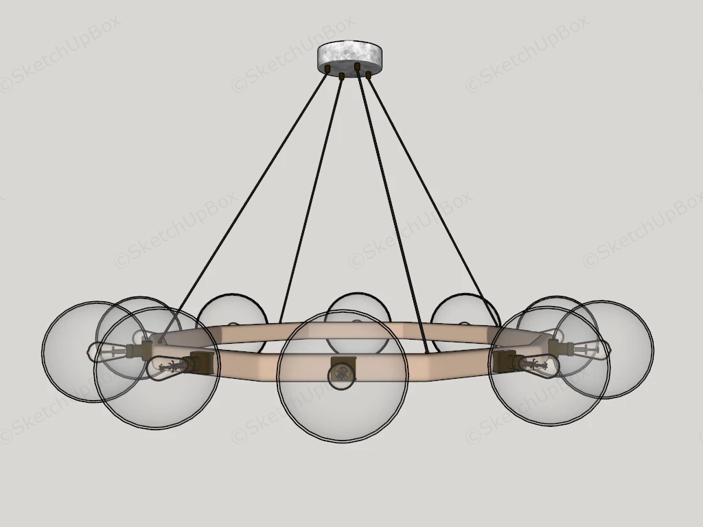 Modern Glass Globe Chandelier sketchup model preview - SketchupBox