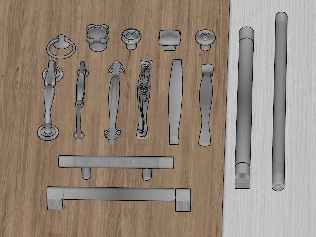 Collection Of Modern Cabinet Hardware sketchup model preview - SketchupBox