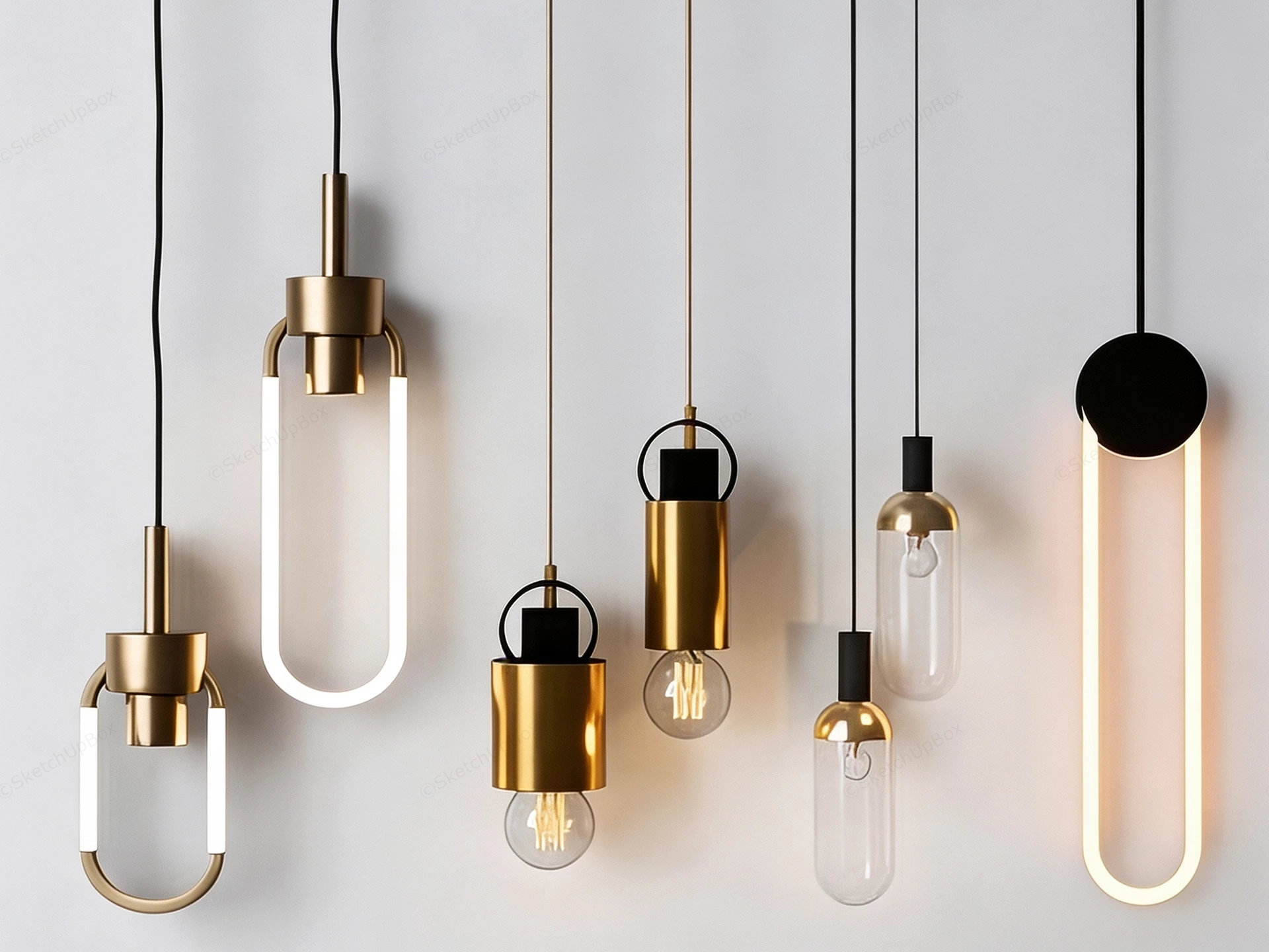Modern Minimalist Designer Pendant Lights sketchup model preview - SketchupBox