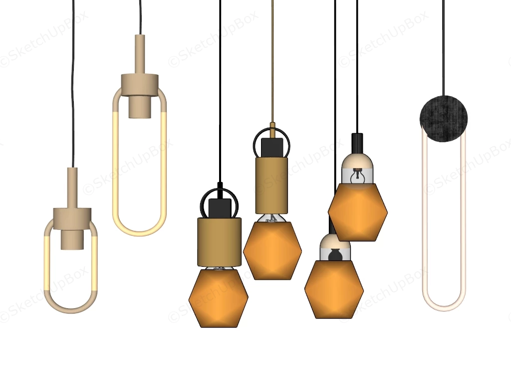 Modern Minimalist Designer Pendant Lights sketchup model preview - SketchupBox
