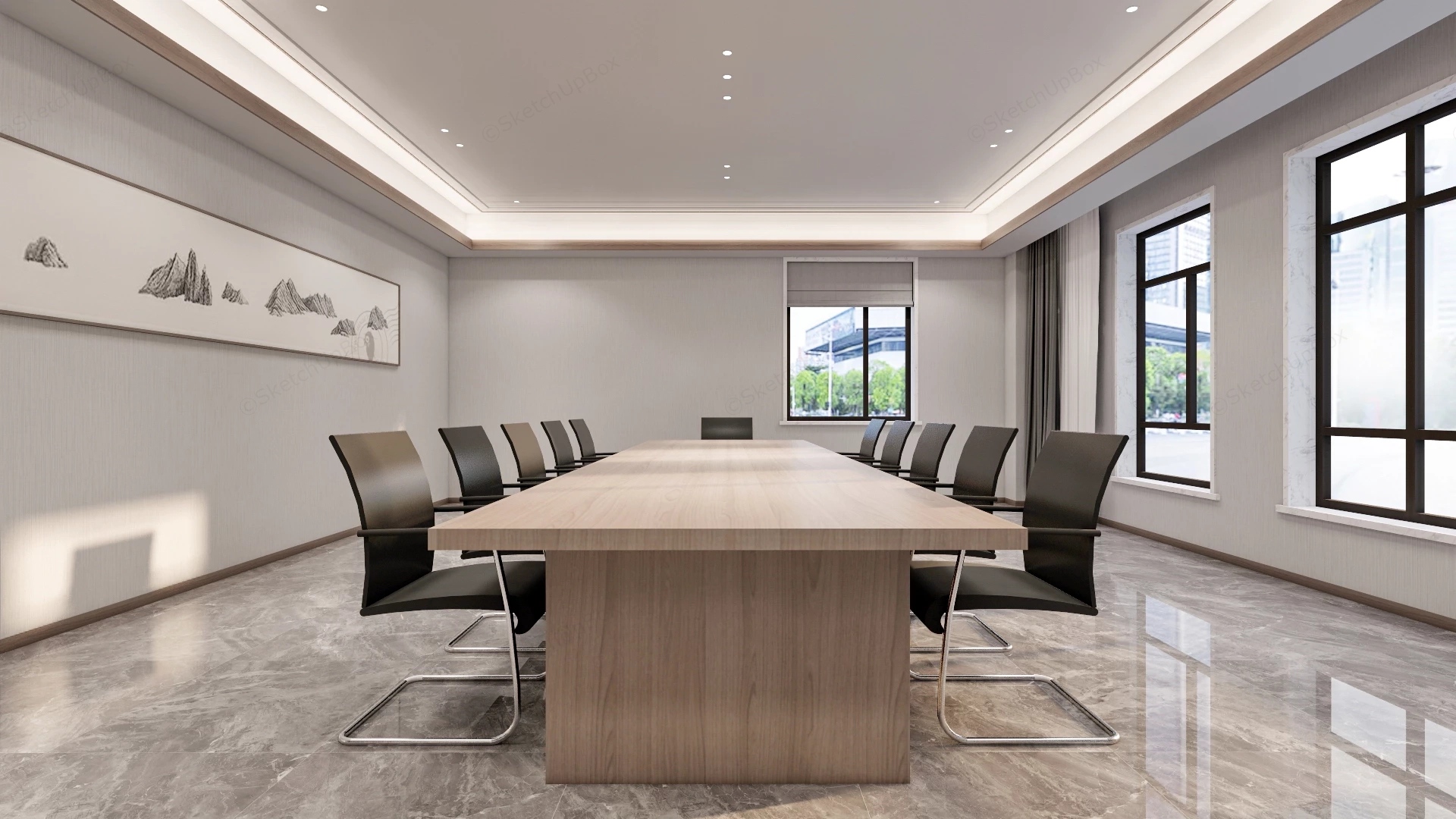 Modern Executive Boardroom sketchup model preview - SketchupBox