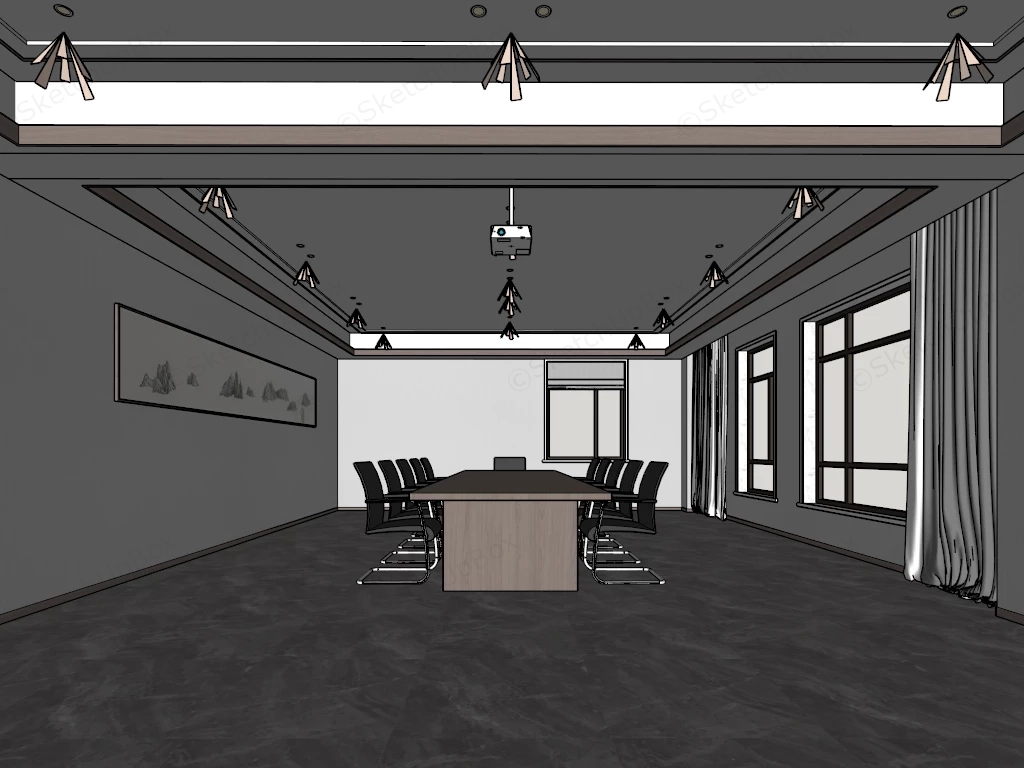Modern Executive Boardroom sketchup model preview - SketchupBox