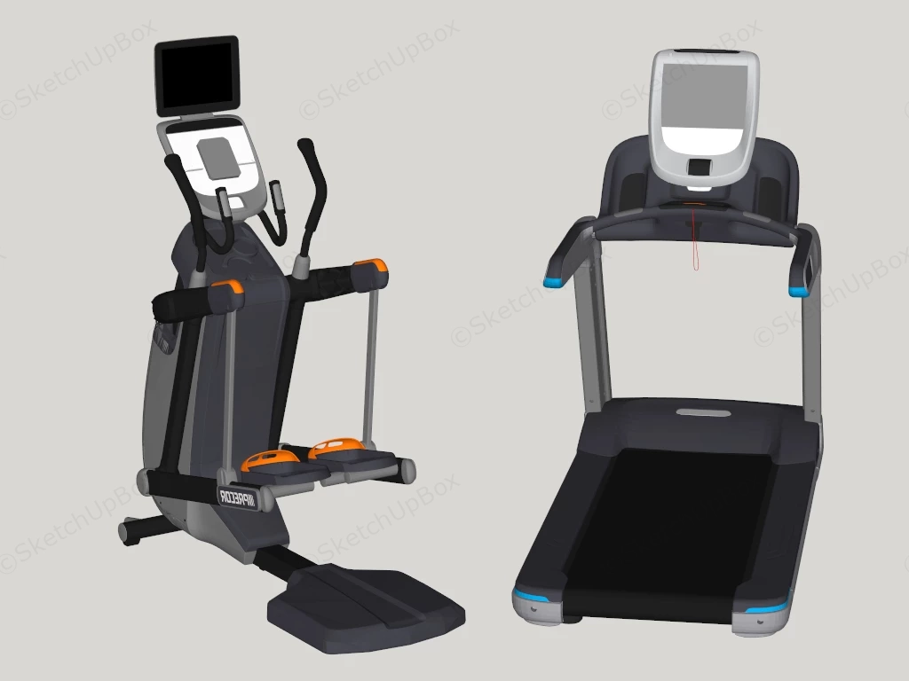 Commercial Cardio Fitness Equipment sketchup model preview - SketchupBox
