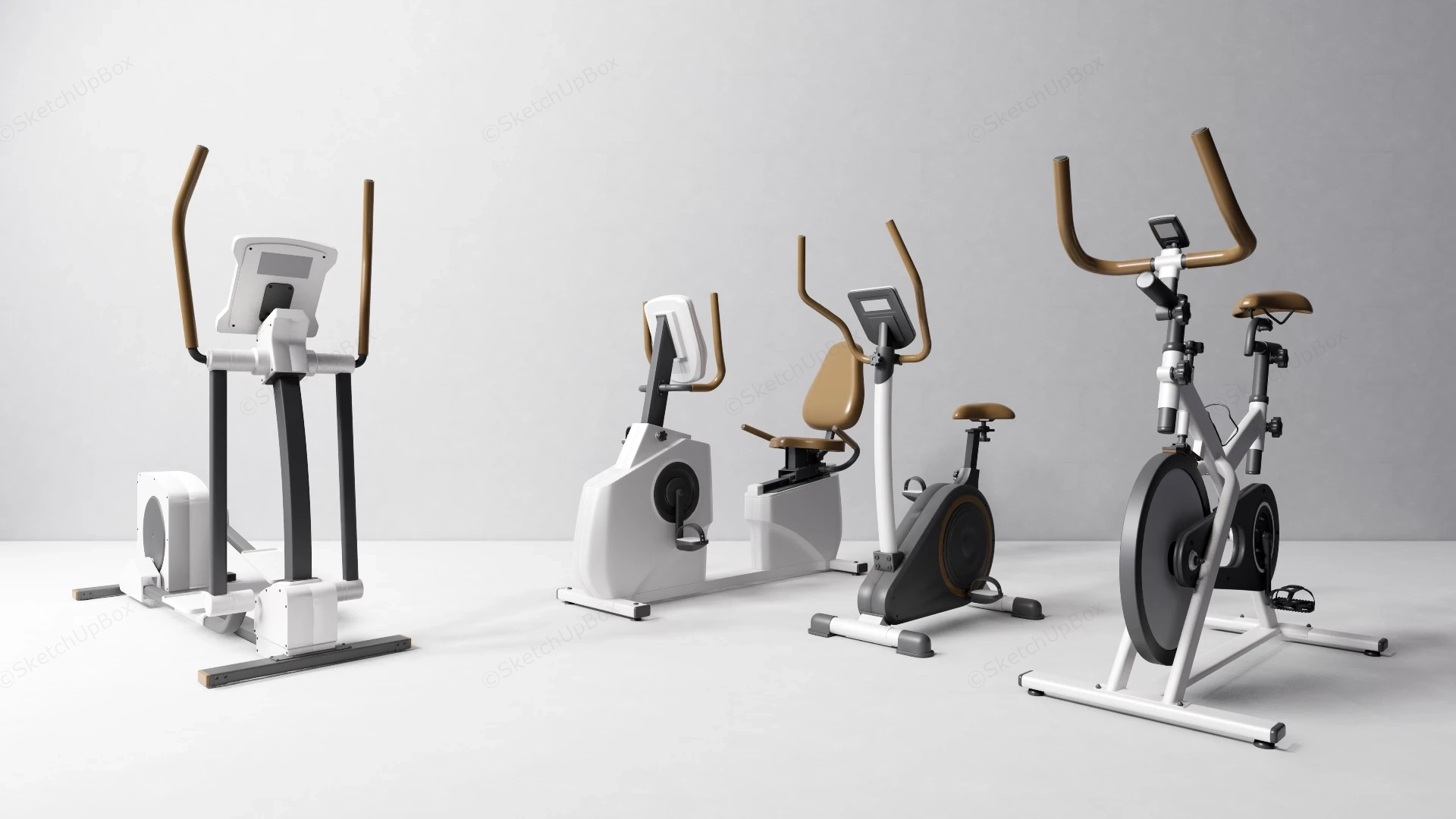 Stationary Exercise Cardio Machines sketchup model preview - SketchupBox