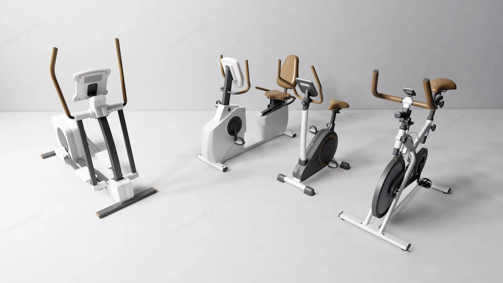 Stationary Exercise Cardio Machines sketchup model preview - SketchupBox