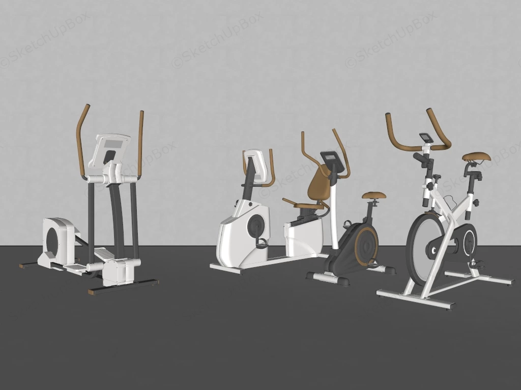 Stationary Exercise Cardio Machines sketchup model preview - SketchupBox