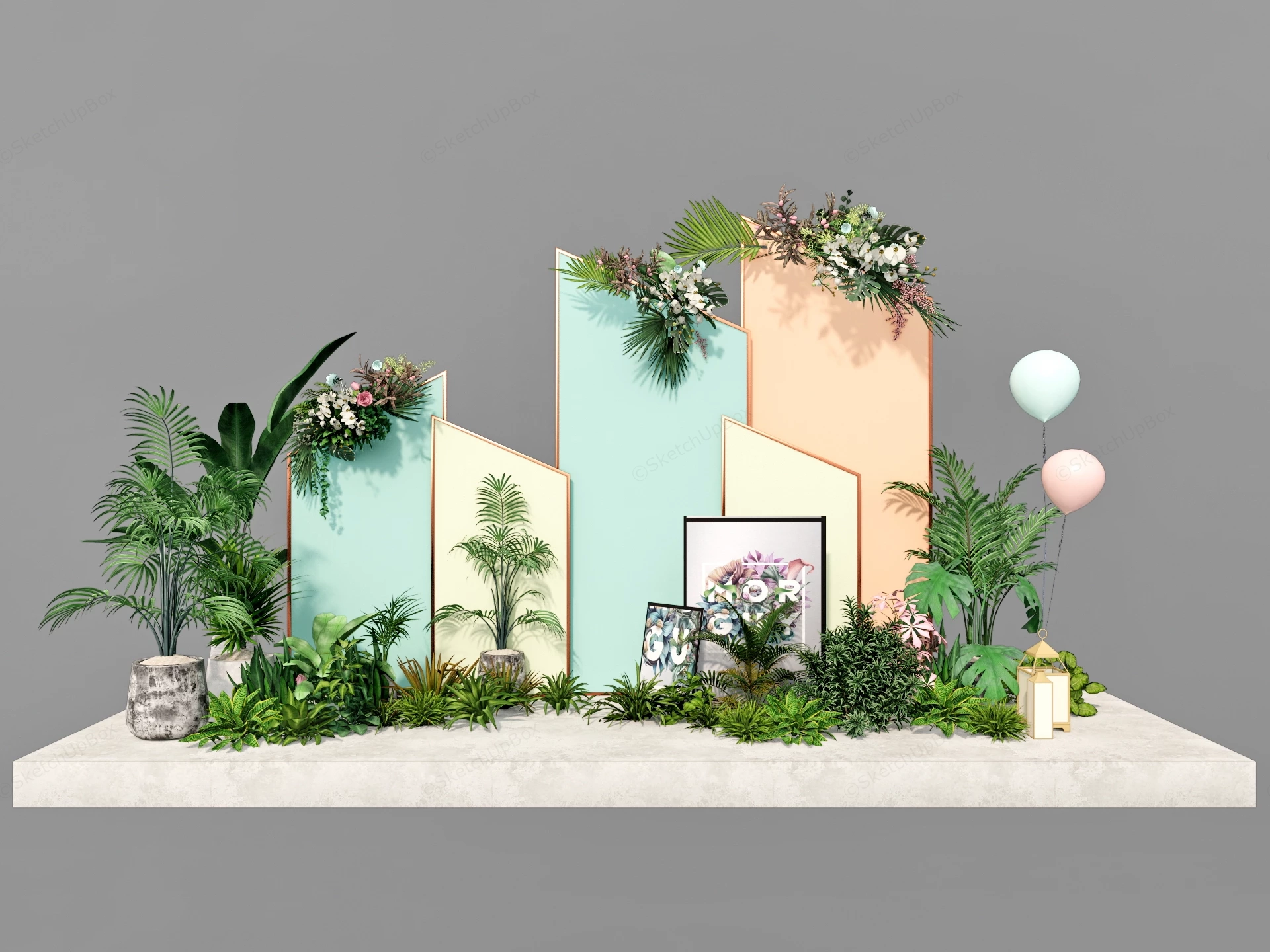 Tropical Modern Event Backdrop sketchup model preview - SketchupBox