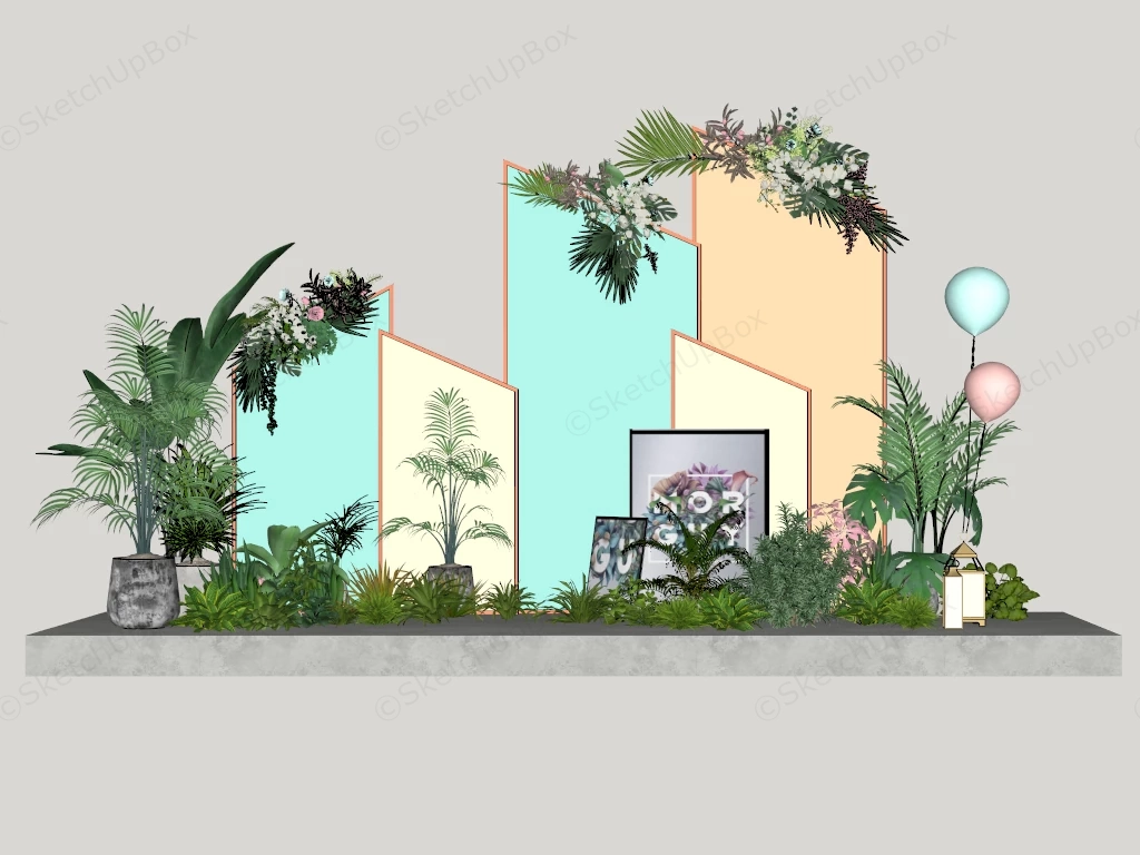 Tropical Modern Event Backdrop sketchup model preview - SketchupBox