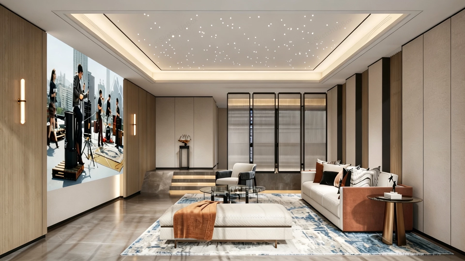 Modern Home Entertainment Media Room sketchup model preview - SketchupBox