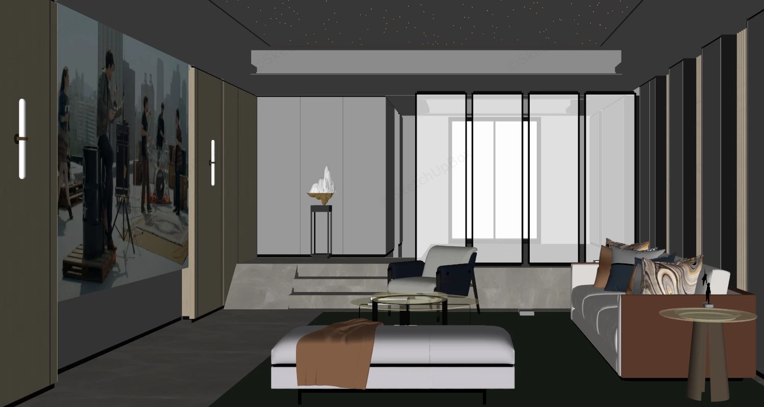Modern Home Entertainment Media Room sketchup model preview - SketchupBox