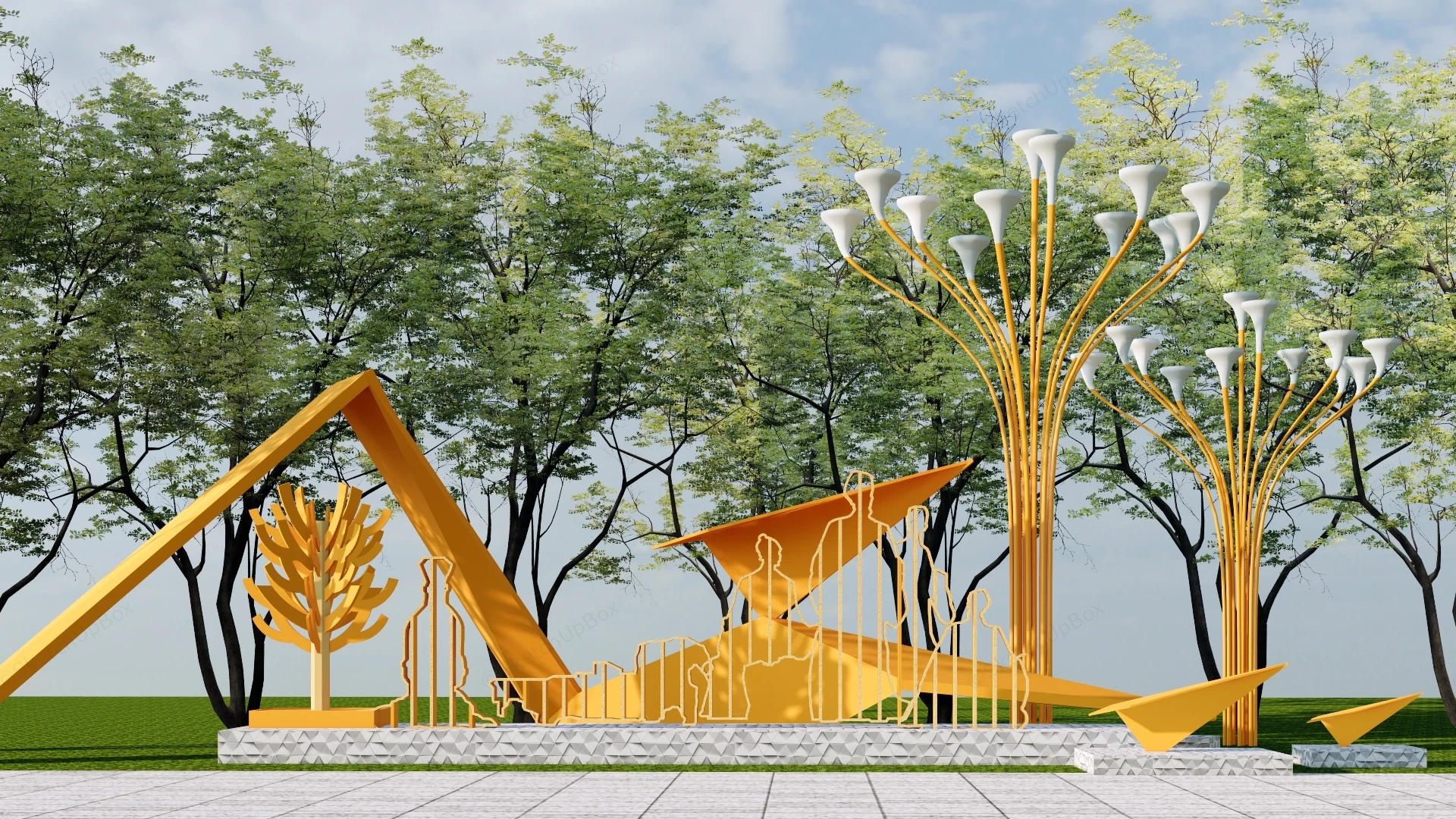 Modern Public Park Art Installation sketchup model preview - SketchupBox
