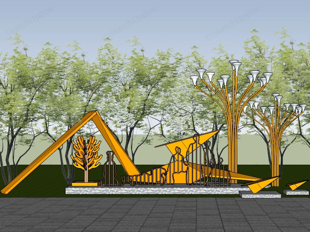 Modern Public Park Art Installation sketchup model preview - SketchupBox