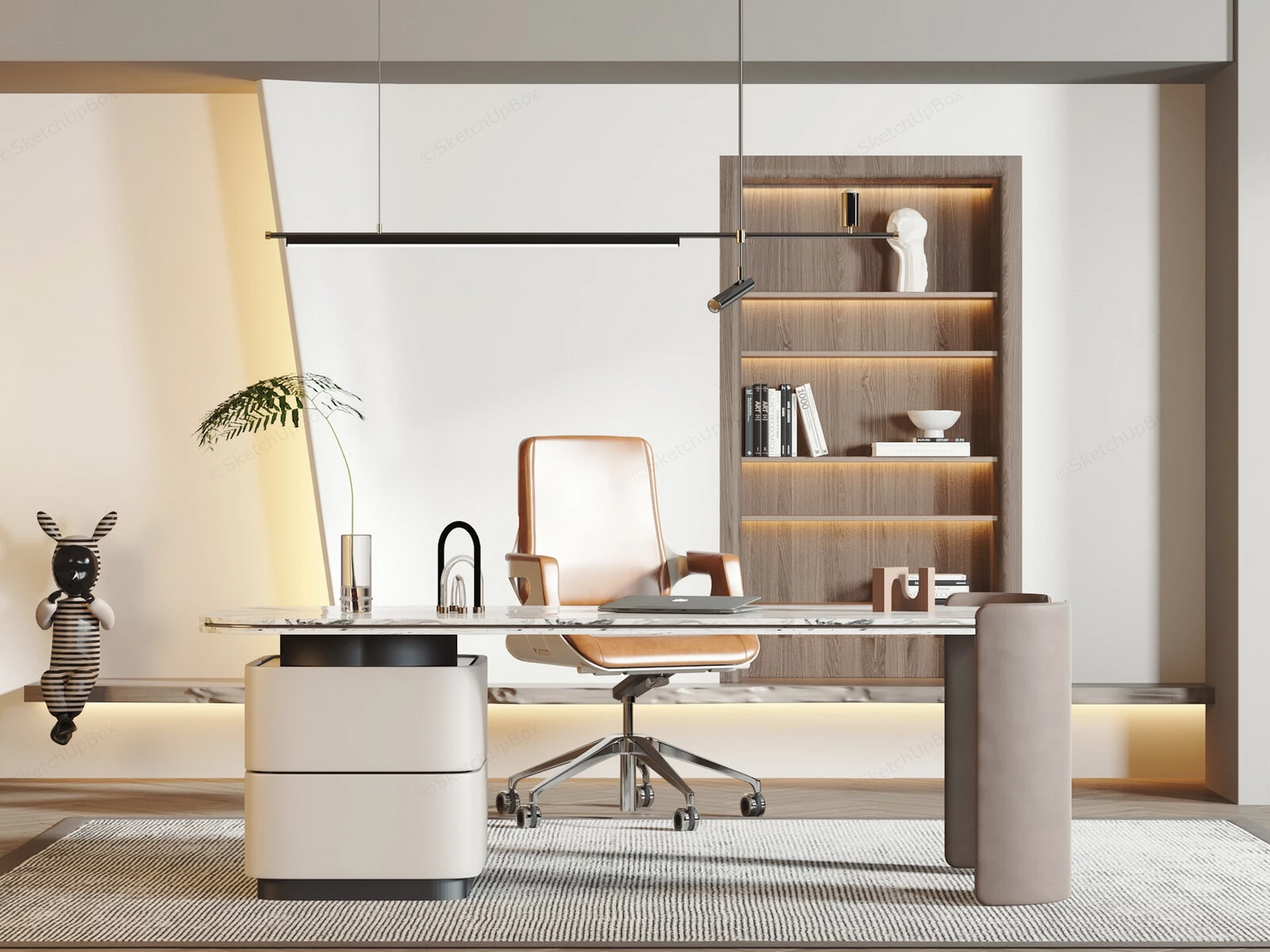 Modern Luxury Home Office Executive Workspace sketchup model preview - SketchupBox