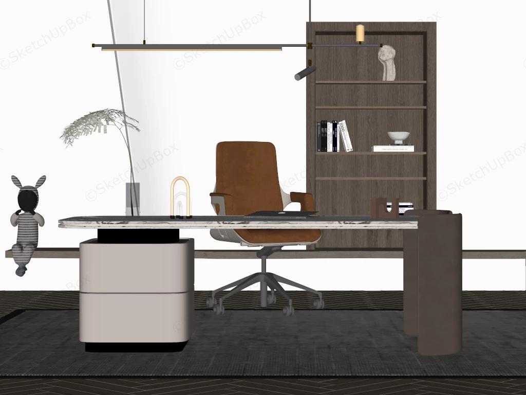 Modern Luxury Home Office Executive Workspace sketchup model preview - SketchupBox