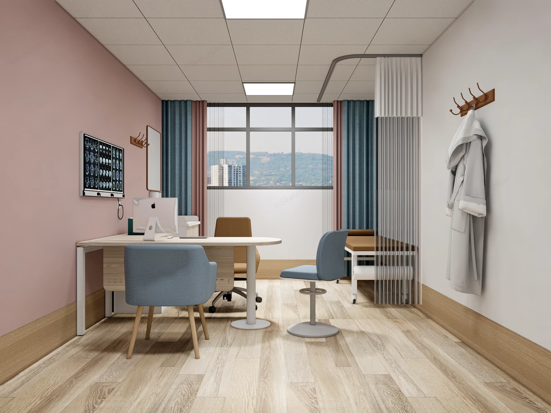 Modern Medical Consultation Room Doctor's Office sketchup model preview - SketchupBox