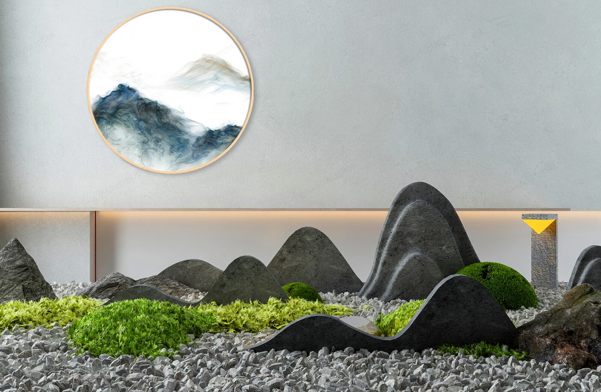 Modern Zen Garden Landscape Installation sketchup model preview - SketchupBox