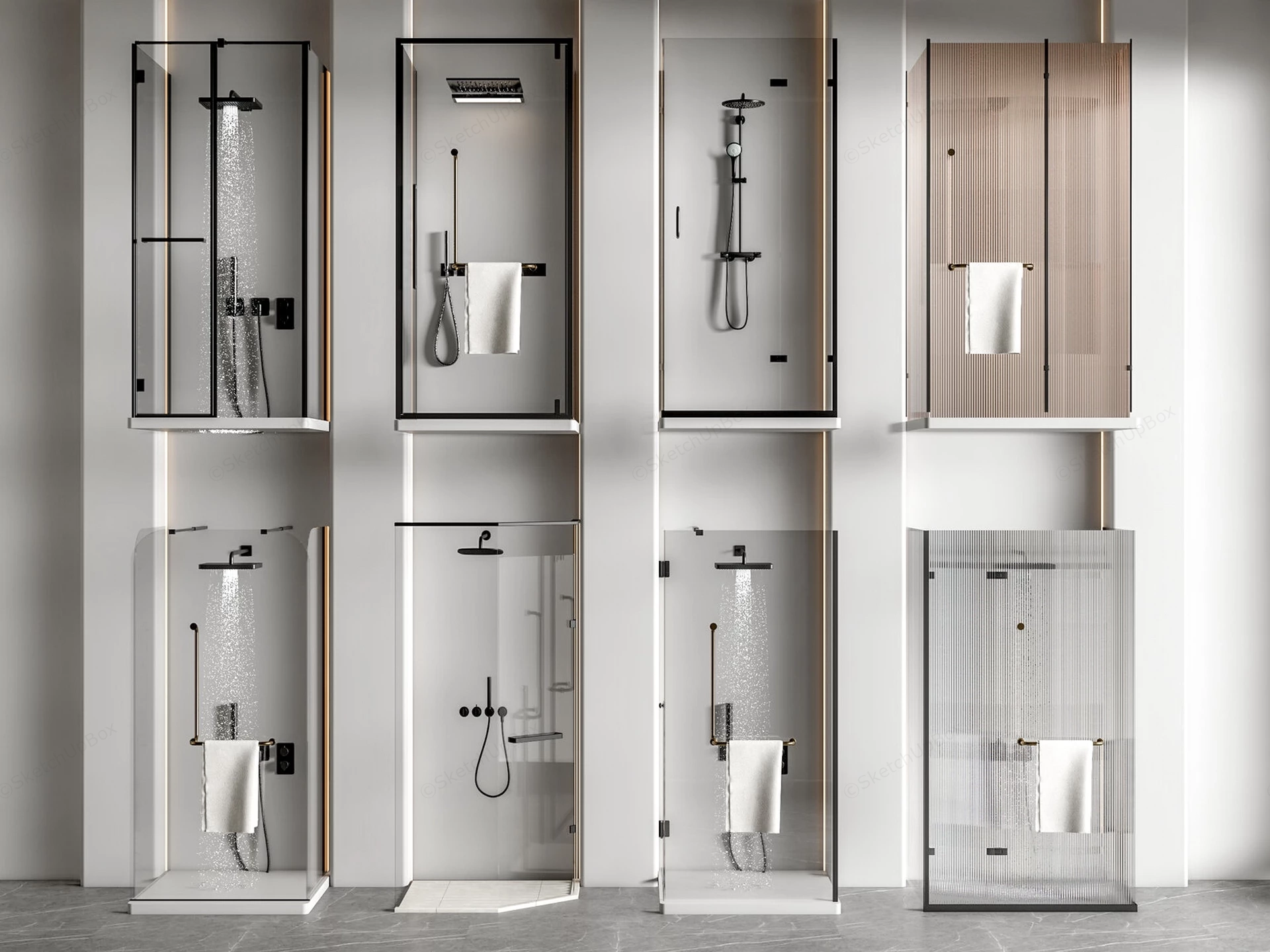 Collection Of Modern Shower Enclosures sketchup model preview - SketchupBox