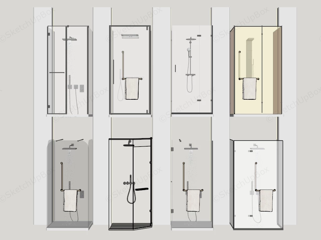 Collection Of Modern Shower Enclosures sketchup model preview - SketchupBox