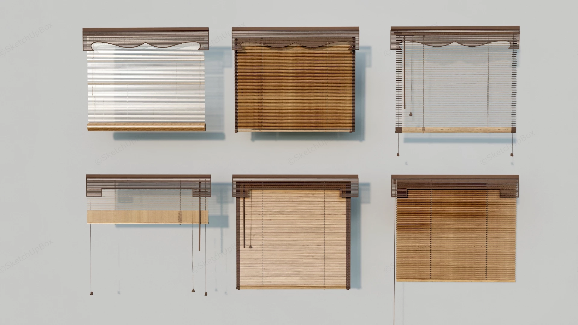 Collection Of Wooden Horizontal Window Blinds sketchup model preview - SketchupBox