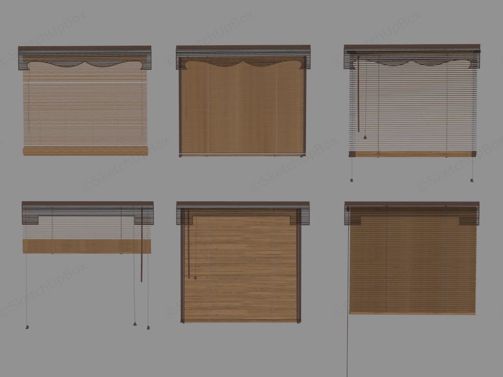 Collection Of Wooden Horizontal Window Blinds sketchup model preview - SketchupBox