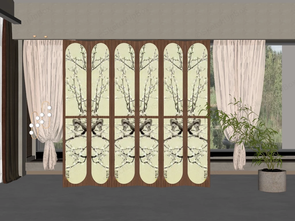 Six Panel Folding Room Divider Screen sketchup model preview - SketchupBox