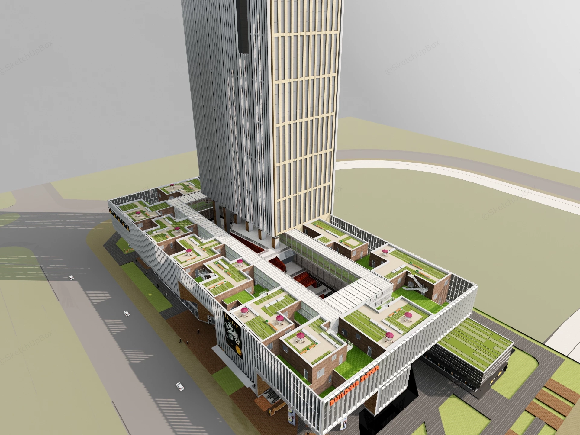 Modern Mixed Use Skyscraper sketchup model preview - SketchupBox