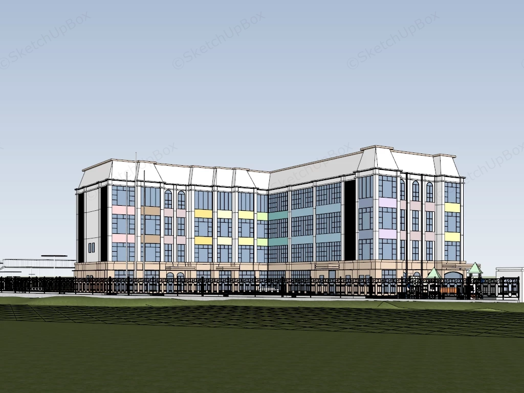 Modern Kindergarten Campus sketchup model preview - SketchupBox