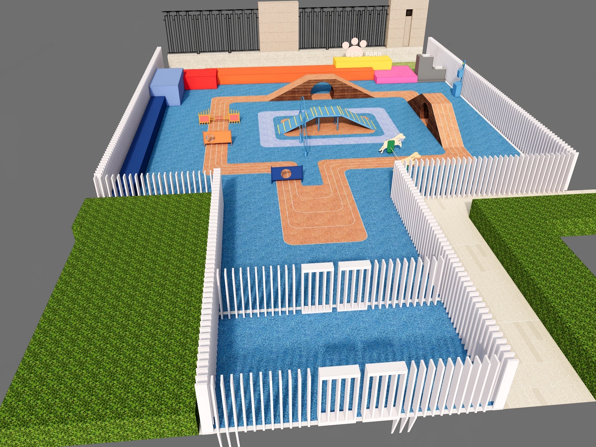 Outdoor Enclosed Dog Park sketchup model preview - SketchupBox