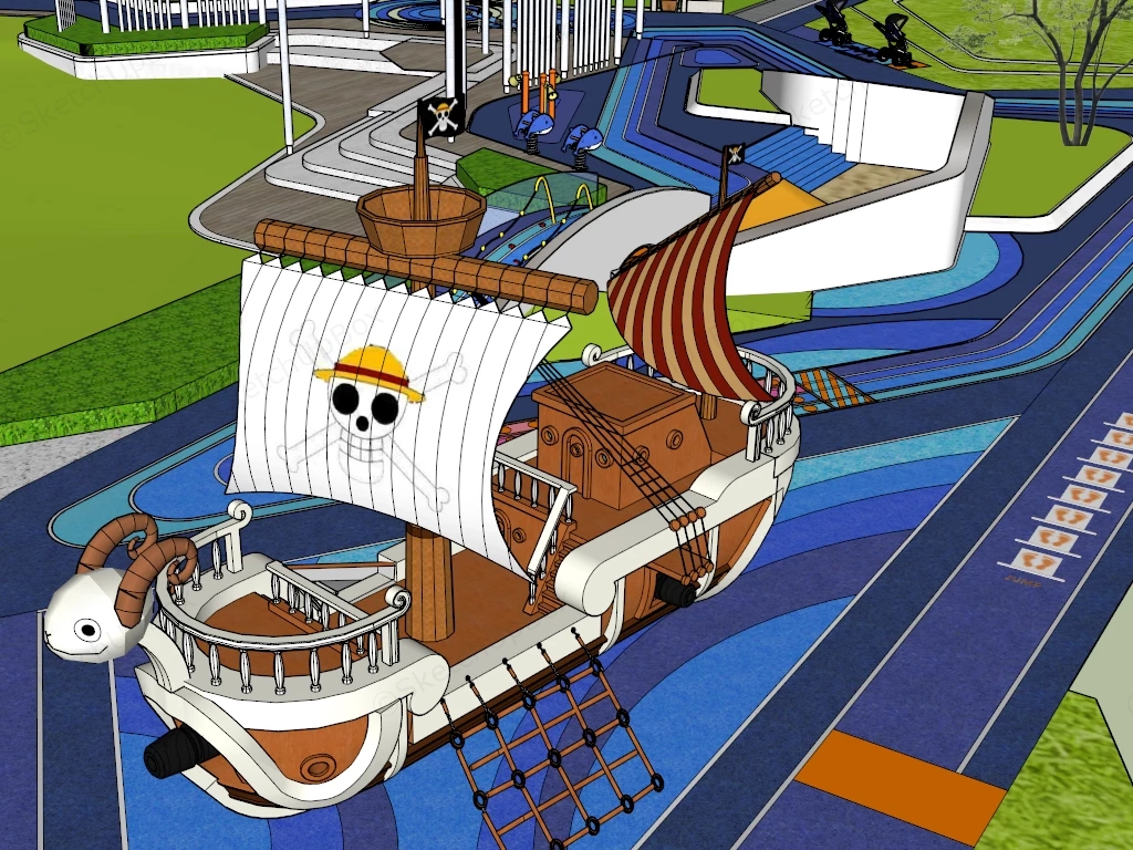 Pirate Ship Themed Children's Playground sketchup model preview - SketchupBox