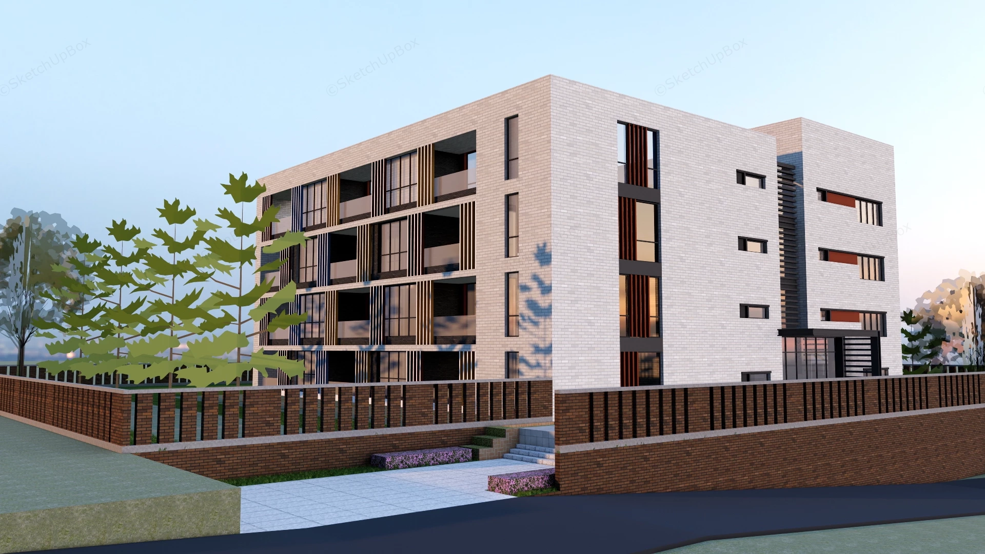 Modern Multi Story Office Building sketchup model preview - SketchupBox