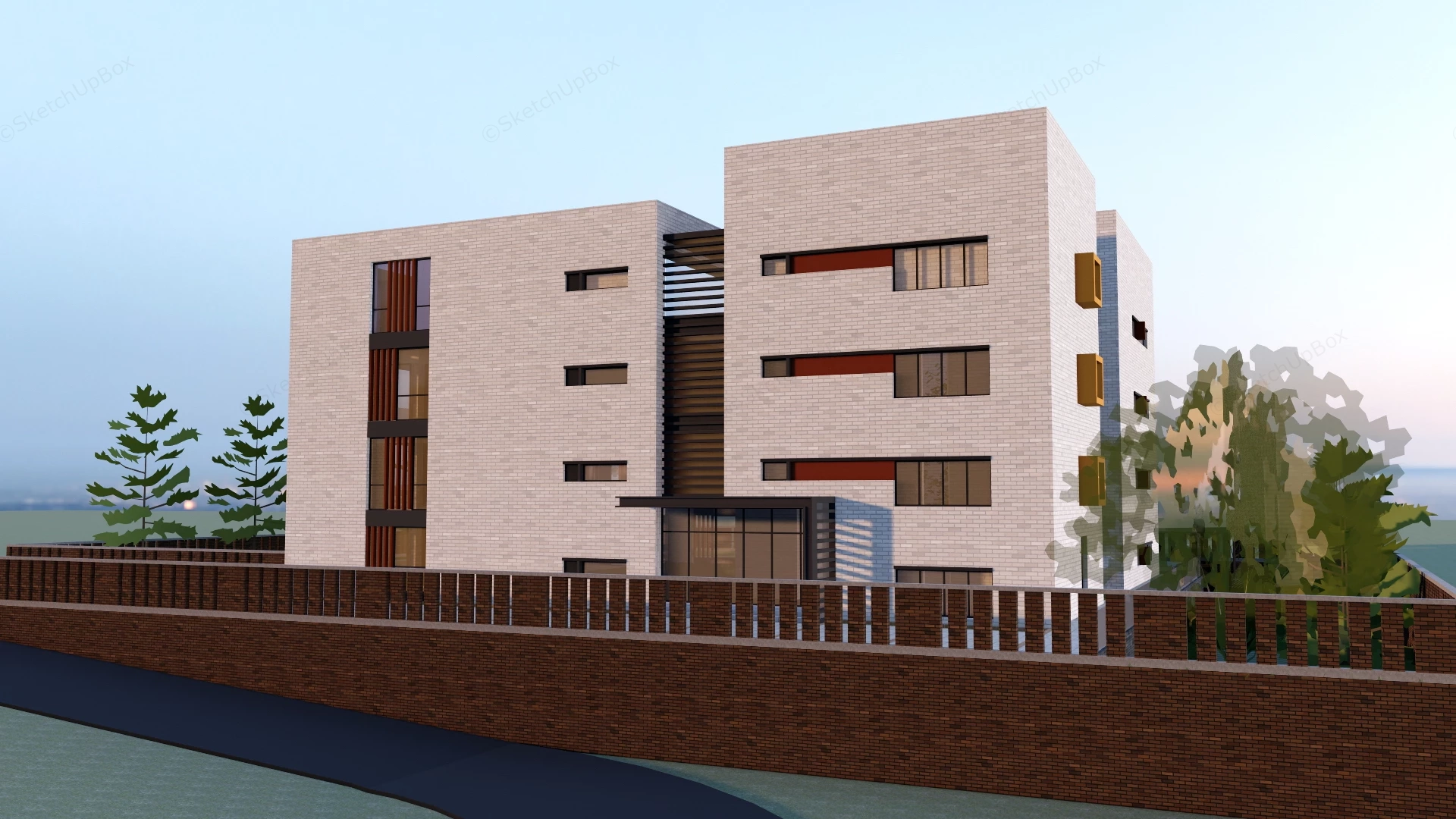 Modern Multi Story Office Building sketchup model preview - SketchupBox