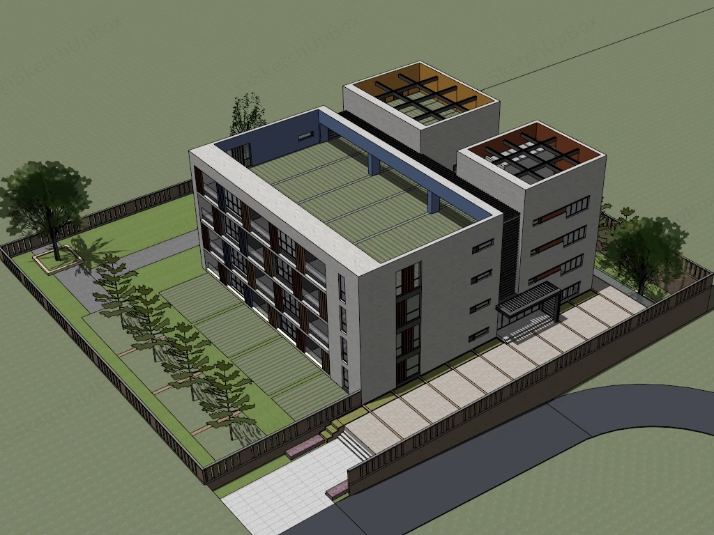 Modern Multi Story Office Building sketchup model preview - SketchupBox