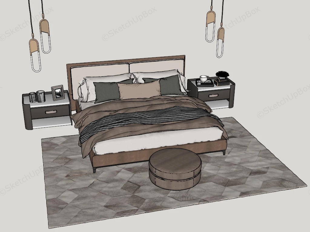 Modern Master Bedroom Suite sketchup model preview - SketchupBox