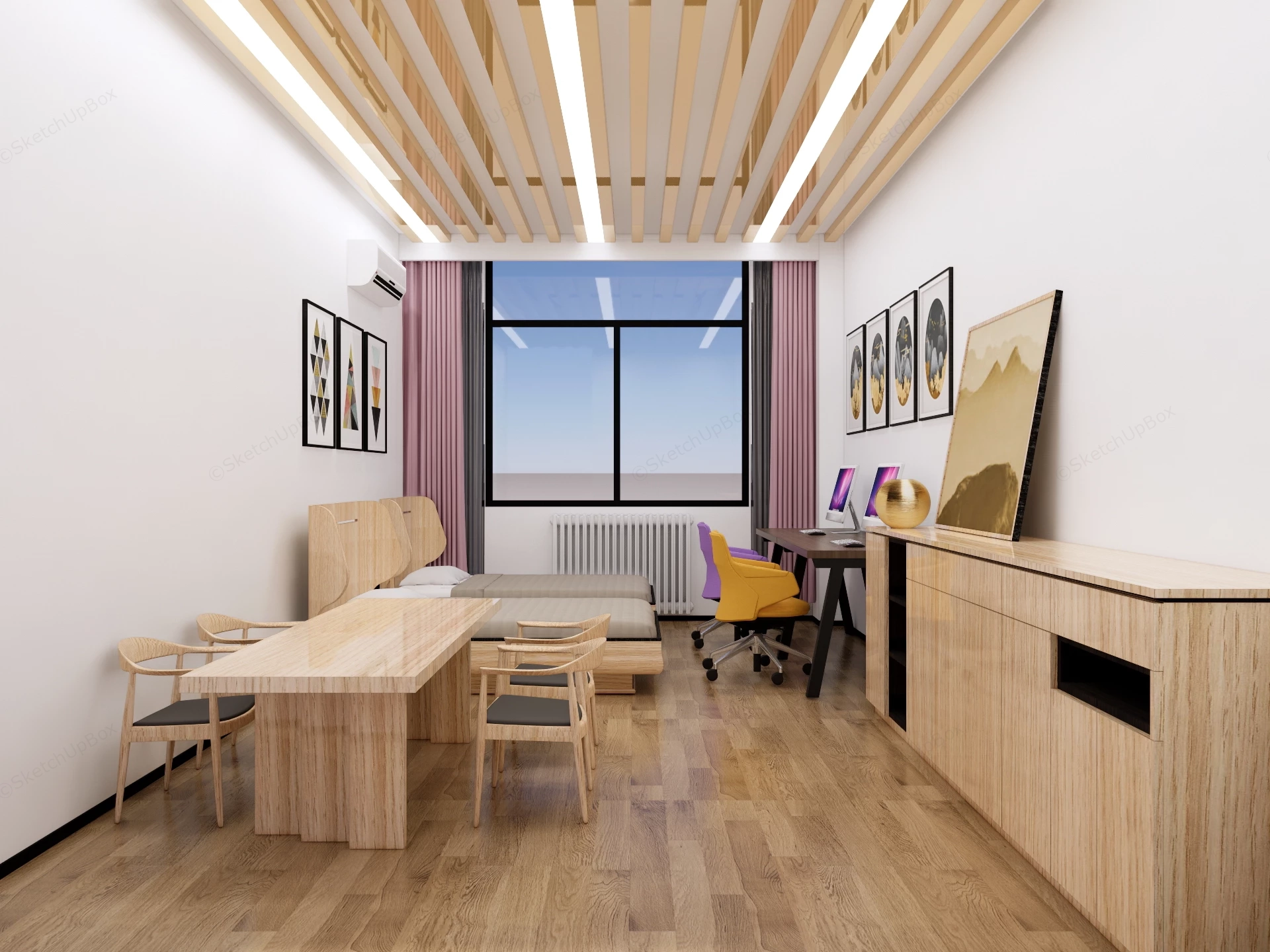 Double Student Housing Layout sketchup model preview - SketchupBox