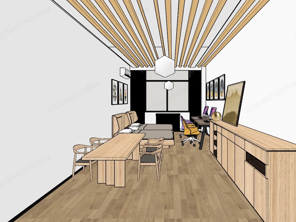 Double Student Housing Layout sketchup model preview - SketchupBox