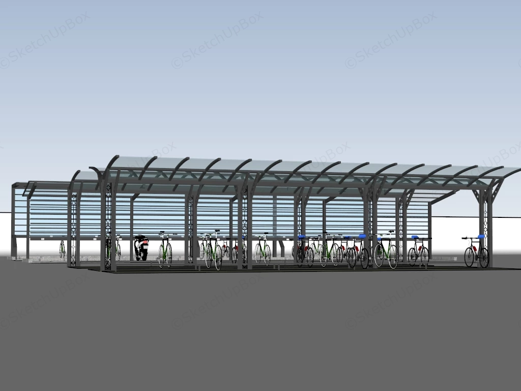 Modern Outdoor Bicycle Parking Shelter sketchup model preview - SketchupBox