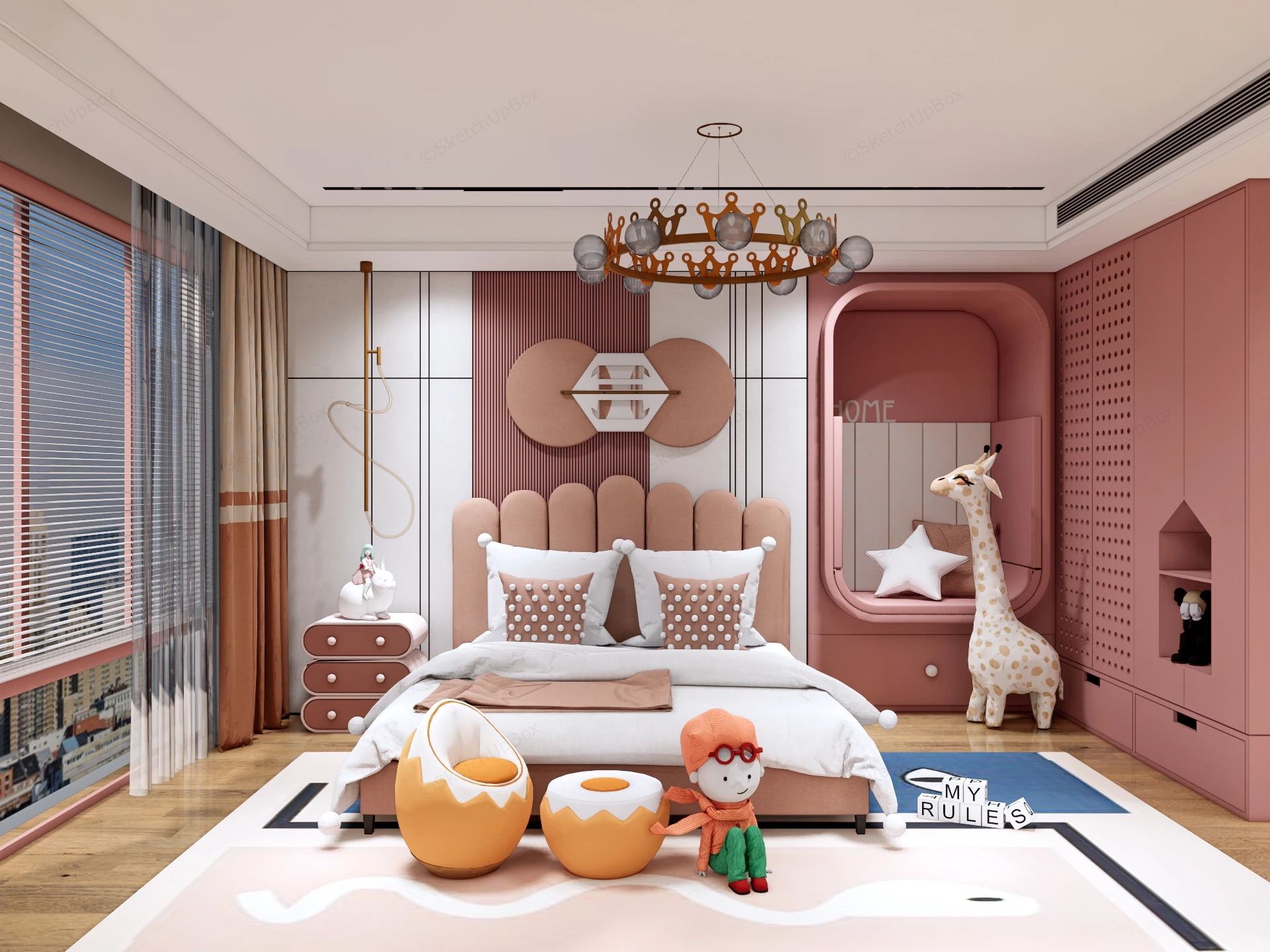 Luxury Themed Children's Bedroom sketchup model preview - SketchupBox