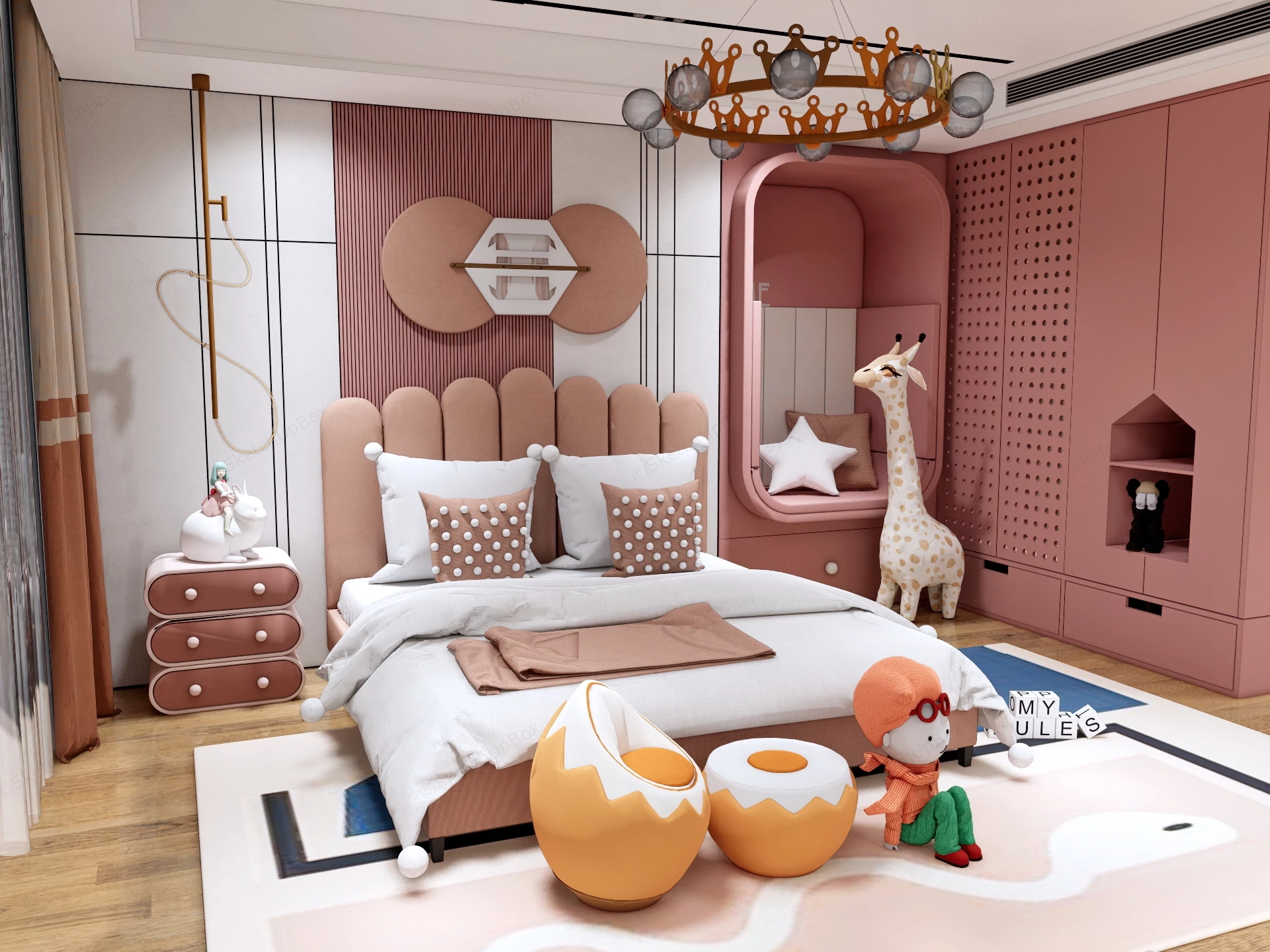 Luxury Themed Children's Bedroom sketchup model preview - SketchupBox