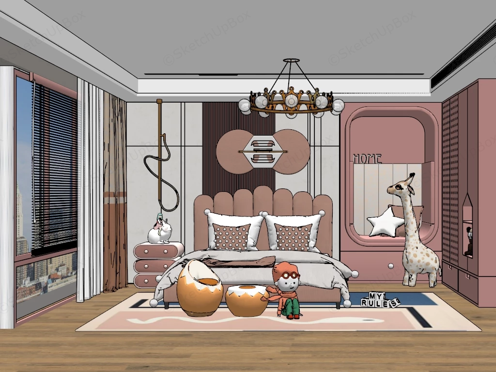 Luxury Themed Children's Bedroom sketchup model preview - SketchupBox