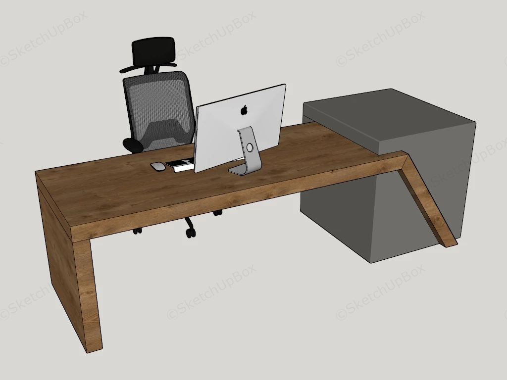 Modern Asymmetrical Office Desk sketchup model preview - SketchupBox