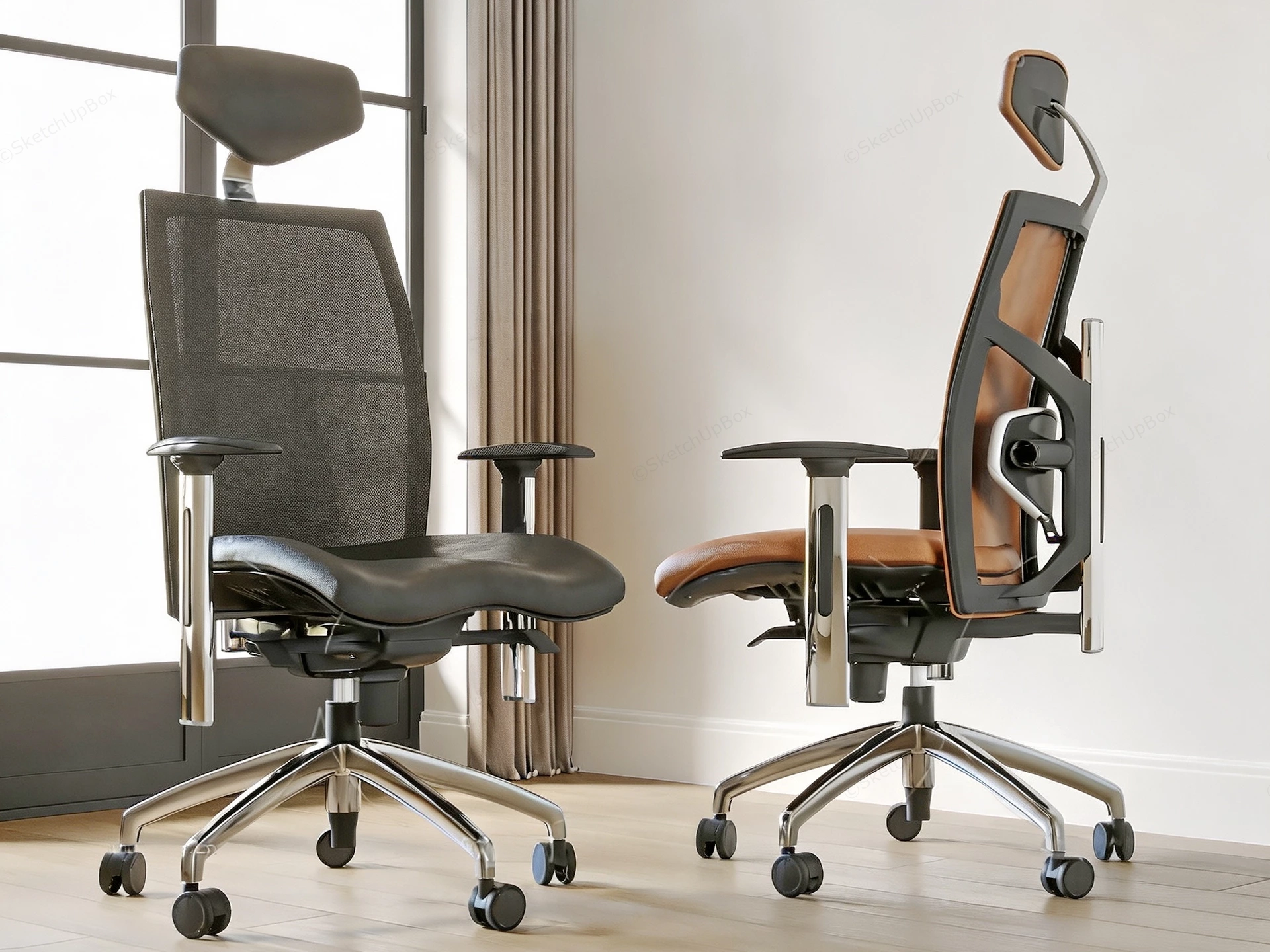 Ergonomic Executive Office Chairs sketchup model preview - SketchupBox