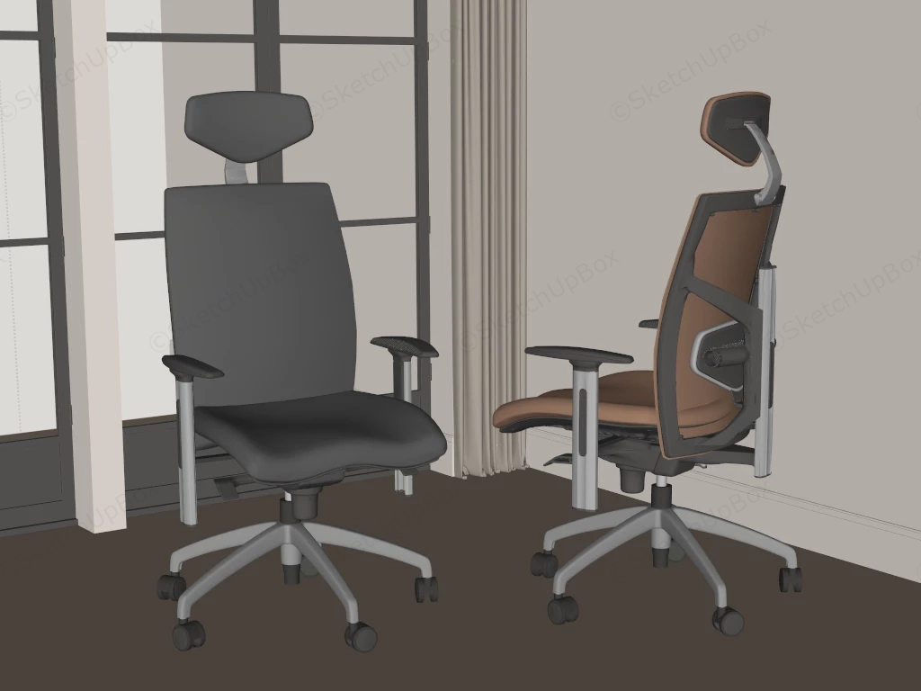 Ergonomic Executive Office Chairs sketchup model preview - SketchupBox