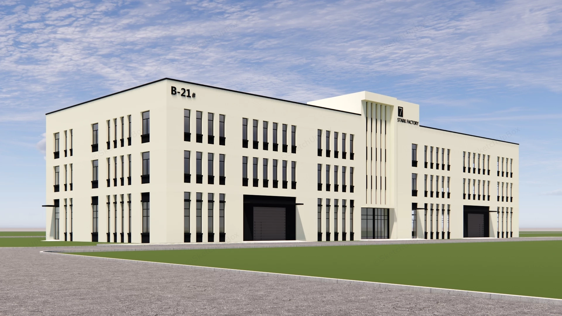 Modern Industrial Building Facility sketchup model preview - SketchupBox