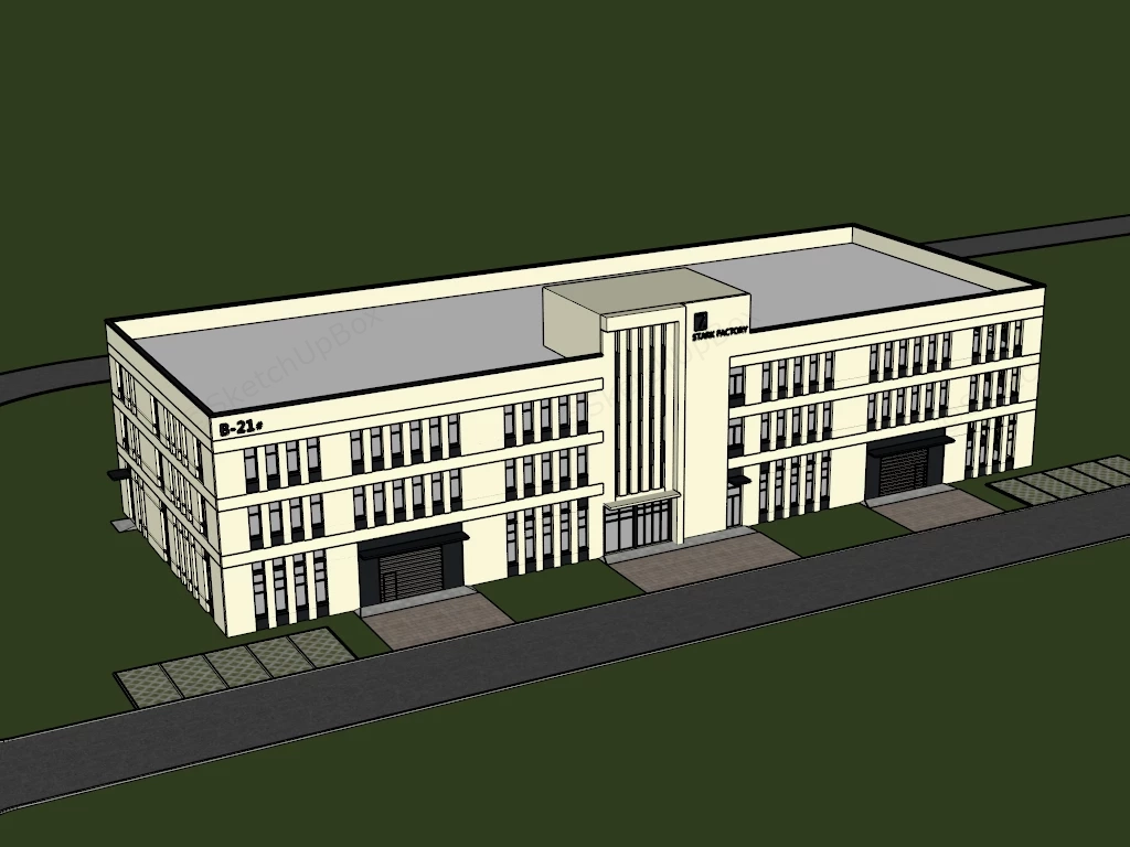 Modern Industrial Building Facility sketchup model preview - SketchupBox